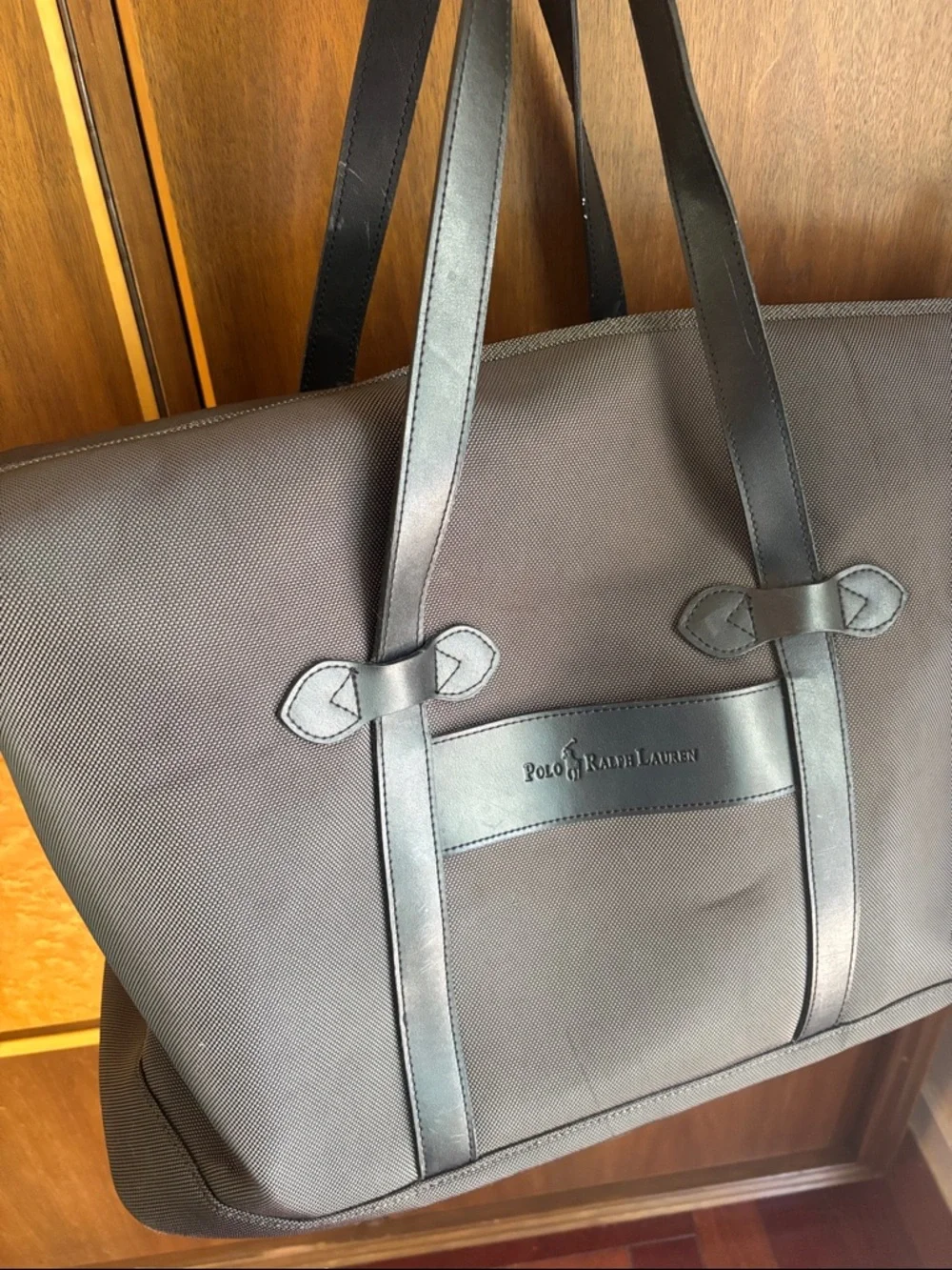 Ralph Lauren Signature‎ Logo Bag Carry-On Duffel Weekender Charcoal w/Black